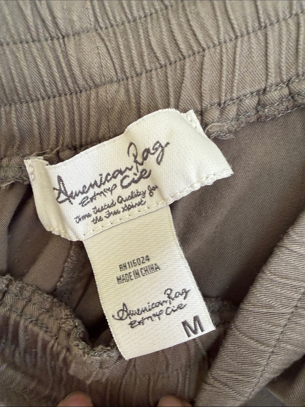 American Rag Olive Drawstring Cargo Cropped Pants - Picture 2 of 3